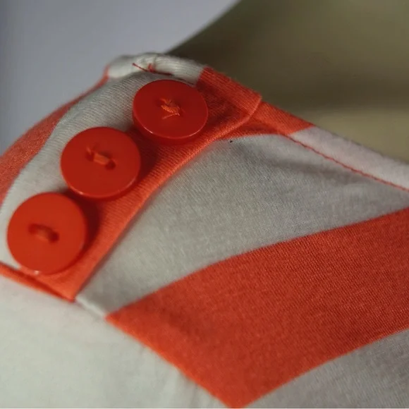 Soprano Coral and White Striped Dress Stretch Comfy Casual Dress 3/4ths Sleeves - Picture 6 of 6